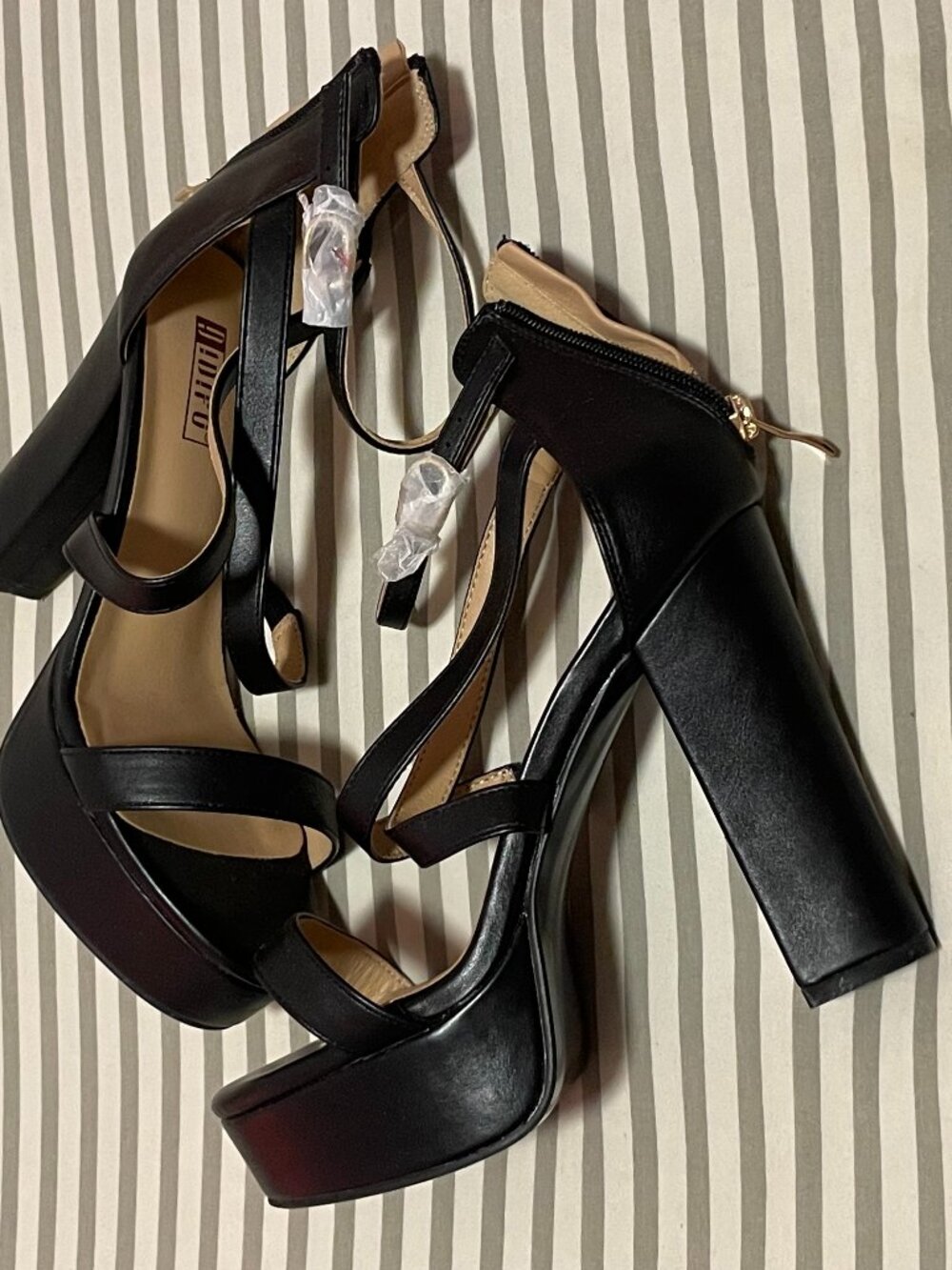 IDIFU IN5 MANDY HB Ankle Strap High Chunky Heels Sandal Womens Size Black 7.5
